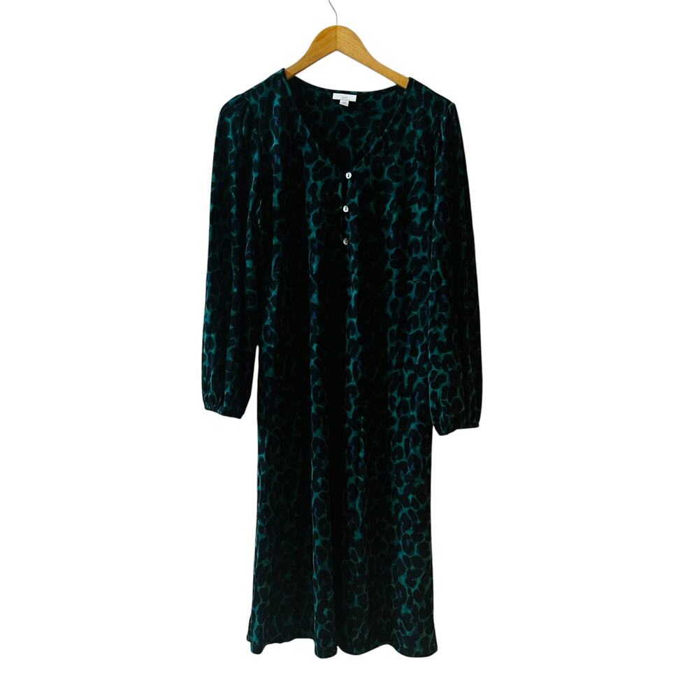 J. Jill Leopard Print A Line Dress Size SP Small Petite Green Multi - Picture 2 of 8